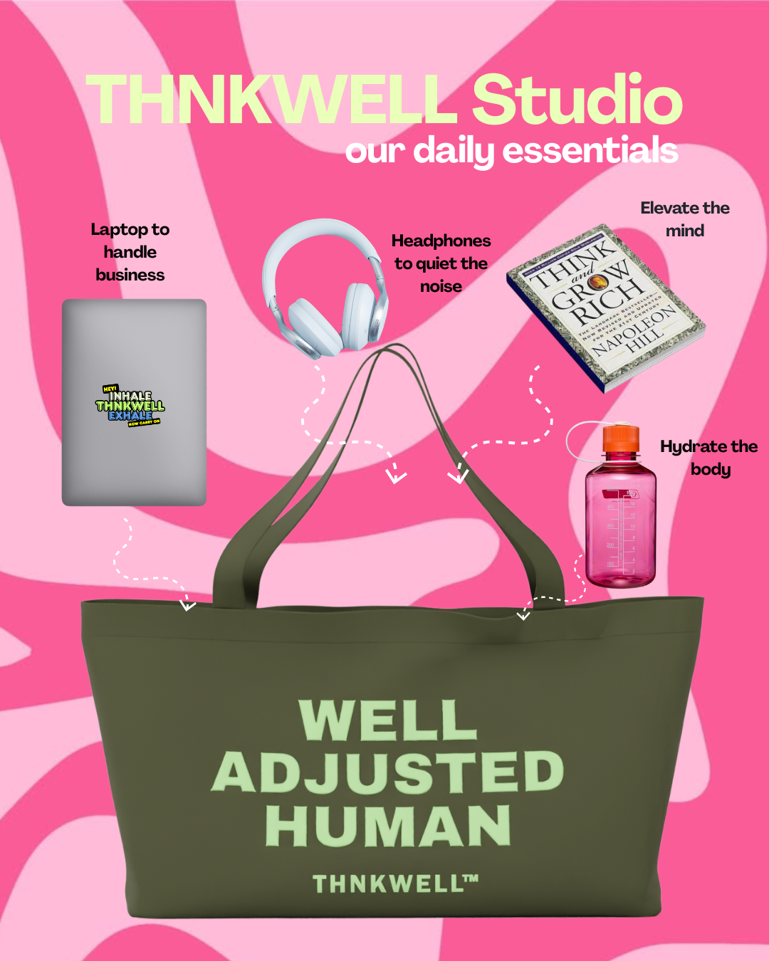 WELL ADJUSTED HUMAN CANVAS TOTE - (Green)