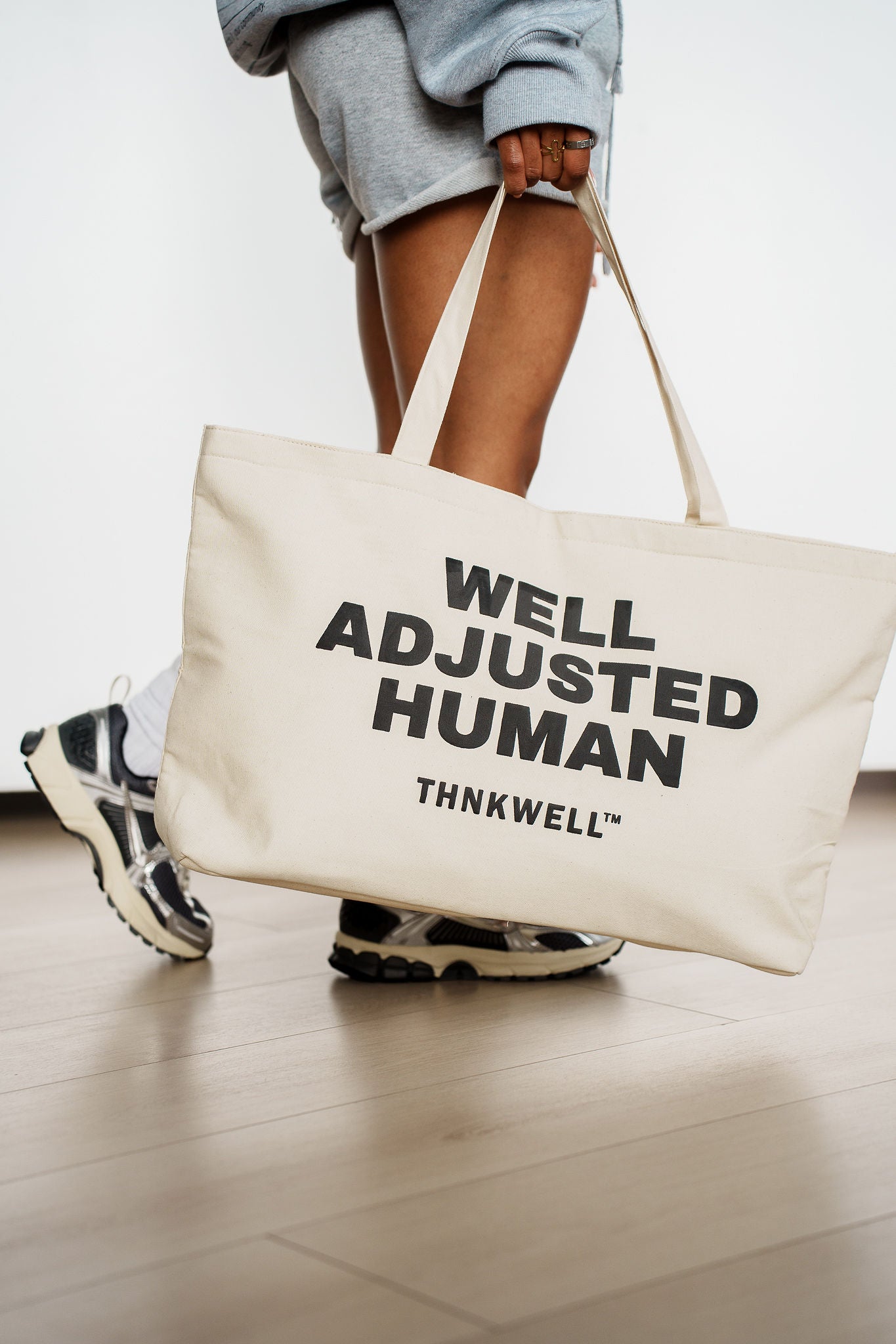 WELL ADJUSTED HUMAN CANVAS TOTE (Beige)
